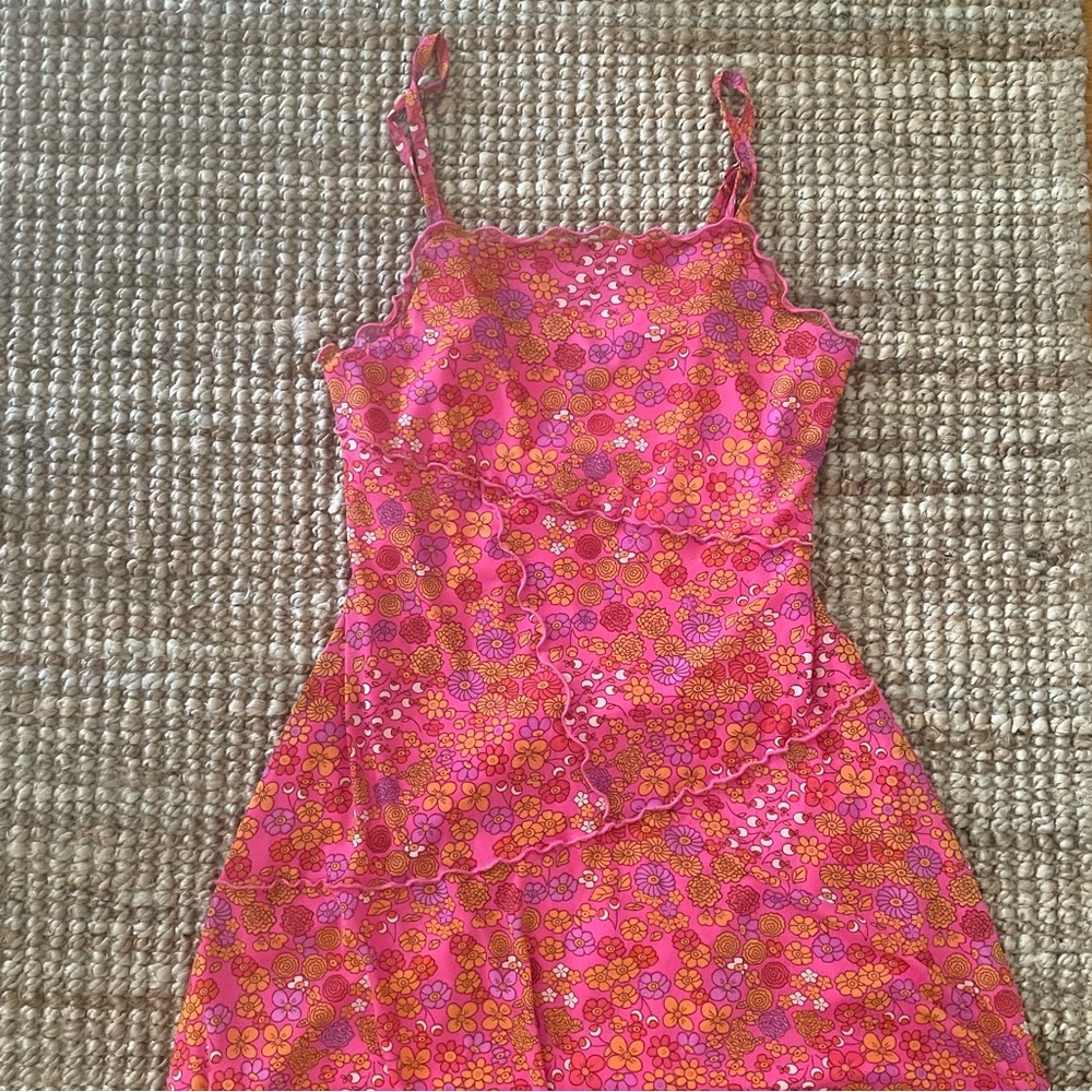 Wild Fable Pink Y2K Flower Mesh Dress